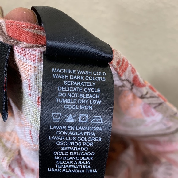 Axcess Liz Claiborne Skirt Floral Tan Orange Brown size 10 Viscose/Linen Blend - Picture 13 of 14